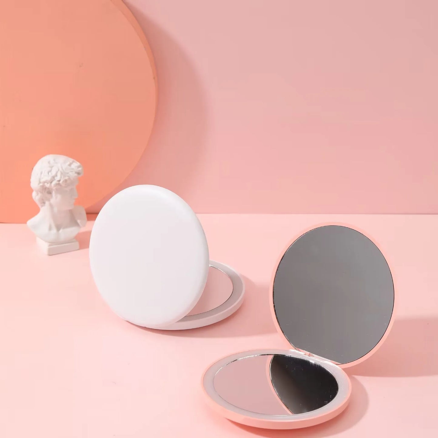 Mini LED Light makeup mirror Foldable compact mirror With luminous circle Portable USB handheld makeup mirror