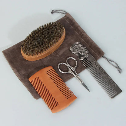 Eco Friendly Boar Bristle Men's Shaving Brush Portable Barber Natural Beard Brush For Facial Cleaning Mustache Tools Gift Bag