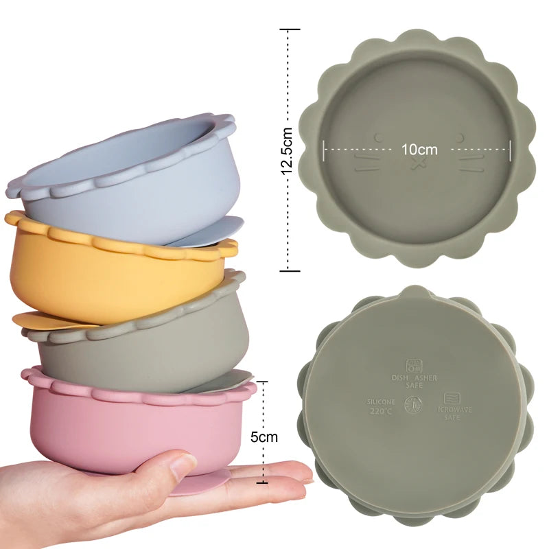 Mother Kids Baby Silicone Suction Bowls For Kids Waterproof Baby Feeding Dishes Plates Children's Tableware Dishes Kitchenware