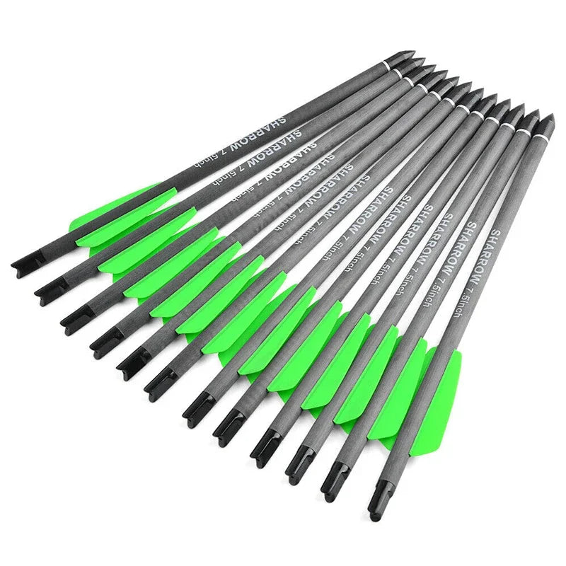 12/24 7.5" 15" Archery Carbon Arrows Spine 400 Crossbow Shooting Arrows Bolts Fit Crossbow Mini Bow Hunting Accessories SHARROW