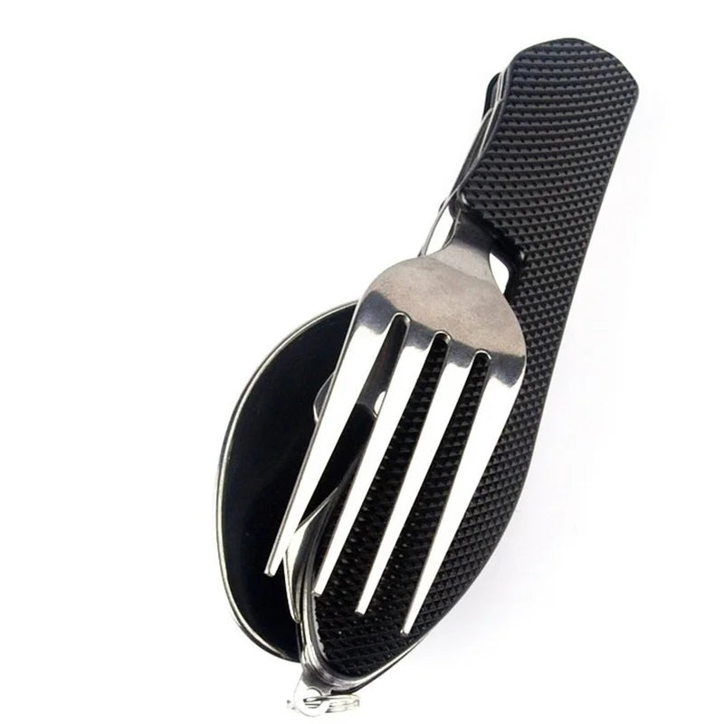 Outdoor Camping Portable Fork Knife Tableware Tools Stainless Steel Multi-Function Folding Spoon&Fork Knife Travel Sets