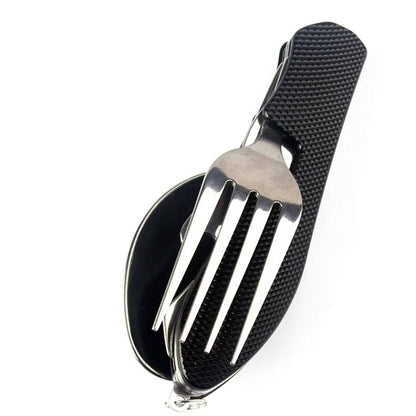 Outdoor Camping Portable Fork Knife Tableware Tools Stainless Steel Multi-Function Folding Spoon&Fork Knife Travel Sets