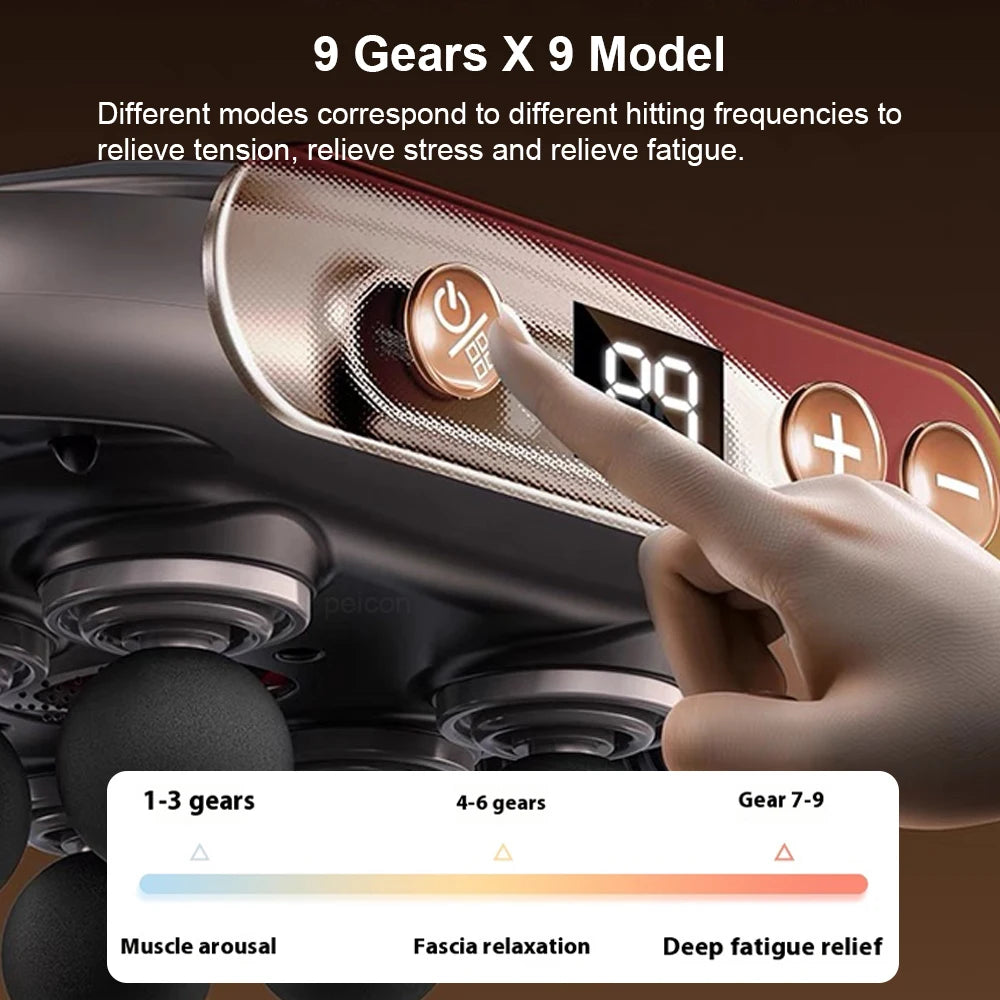 Fascia Gun 6 Heads Massage Gun Muscle Relaxation Electric Massager Body Massage Deep Tissue Muscle for Pain Relief Back Leg Neck