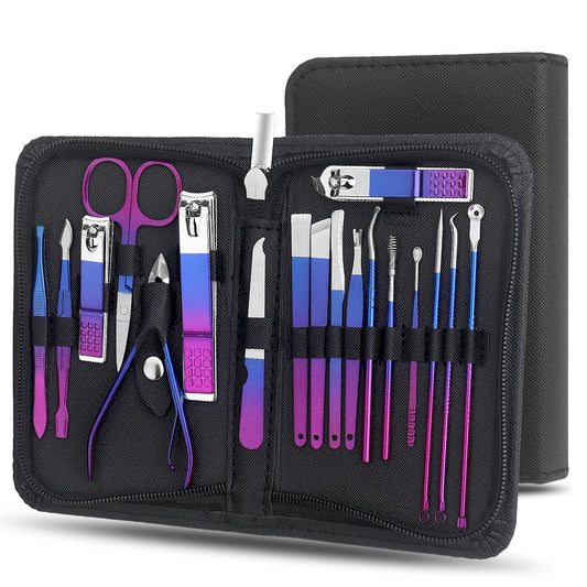 Manicure Set Pedicure Nail Clippers Set 9/18pcs Professional Grooming Tools Including Facial Fingernails and Toenails Nail Care