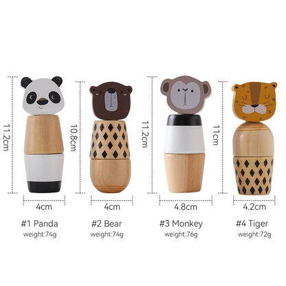 Baby Beech Wooden Montessori Animals Screw Nut Assembly DIY Toys Animal Color Matching Blocks Early Educational Puzzle Toys Kids
