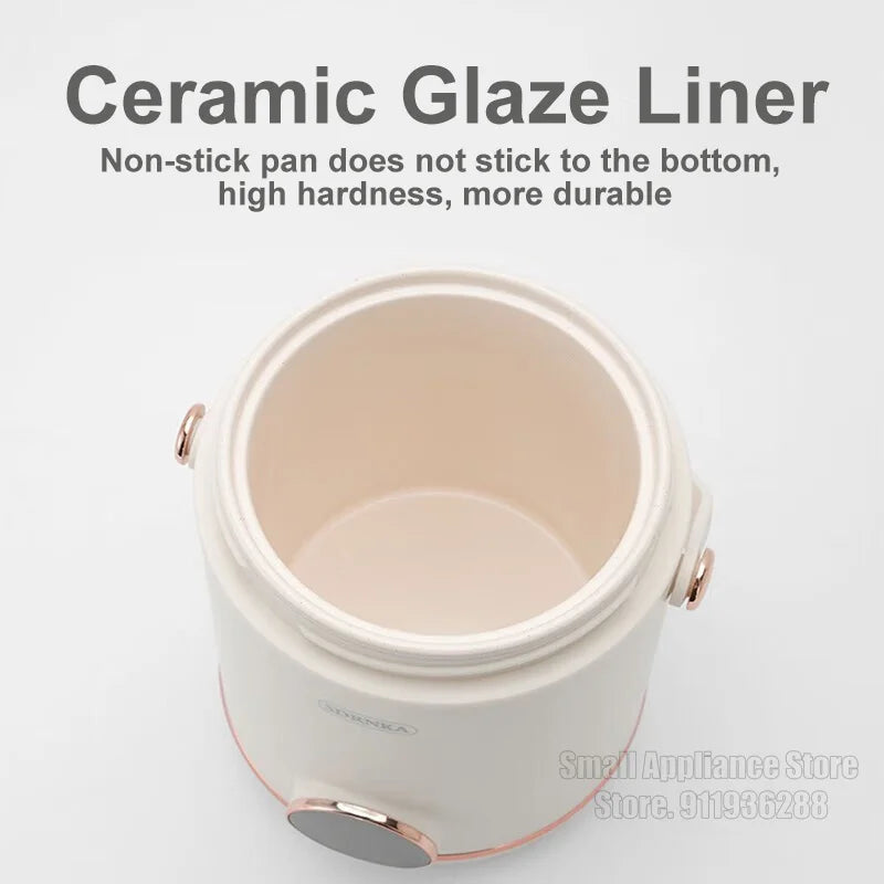 1L Rice Cooker Mini Portable Electric Cooker Ceramic Glazed Liner Multifunctional Electric Hot Pot 220V Home Kitchen Appliances