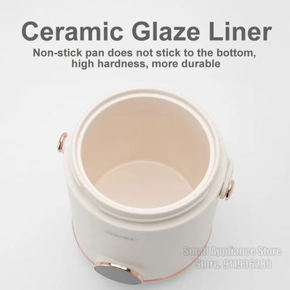 1L Rice Cooker Mini Portable Electric Cooker Ceramic Glazed Liner Multifunctional Electric Hot Pot 220V Home Kitchen Appliances