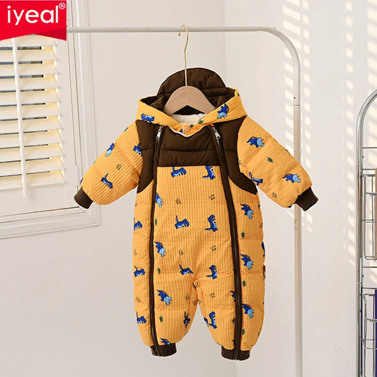 IYEAL Winter Baby Plus Velvet Thickening Outerwear Newborn Boy Girl Warm Cotton Rompers Hooded Jumpsuit Windproof Snowsuit