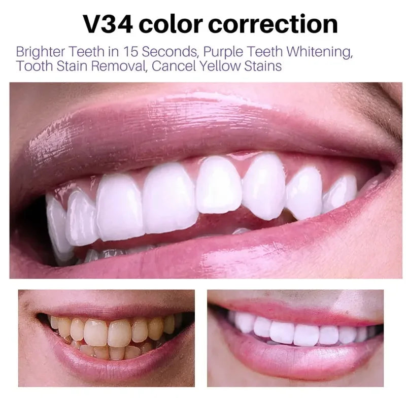 V34 Mousse Toothpaste 50ml Teeth Whitening Removing Yellow Teeth Cleaning Tooth Stain Oral Fresh Tooth Oral Cleaning Product