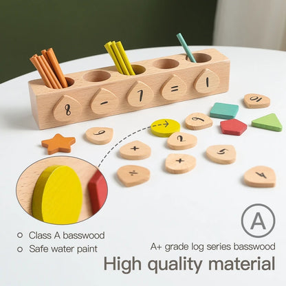 Montessori Toys Kids Wooden Counting Stick Toys Multifunctional Colour Shape Cognitive Match Educational Sensory Toys Baby Gifts