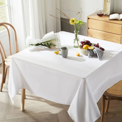 White Table Cloth Waterproof Anti Scratch Polyester Tablecloth Decorative Washable Fabric Table Cover Home Dining Buffet Party