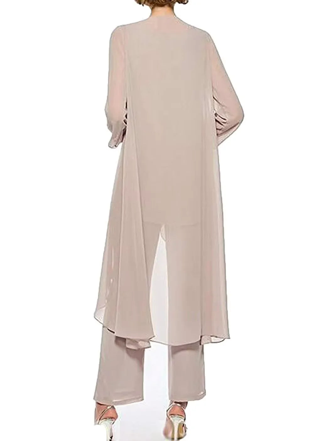 Womens 3-Pieces Set Mother of Bride Dress Party Dress Pant Suits Bussiness Elegant Formal Chiffon Plus Size for Formal Wedding