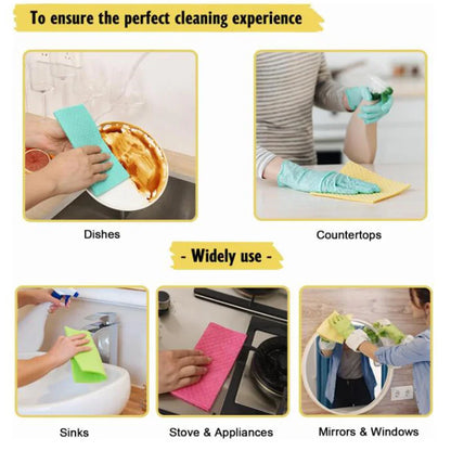 10Pc Dishcloth Magic Cleaning Cloth Kitchen Absorbent Rag Towel Cellulose Swedish Dishcloth Wood Pulp Sponge Reusable Dish Cloth