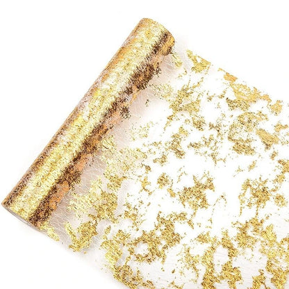 Sparkle Metallic Gold Table Runner Gold/Silver Sequin Glitter Metallic Foil Mesh Roll Party Wedding Birthday Table Decoration