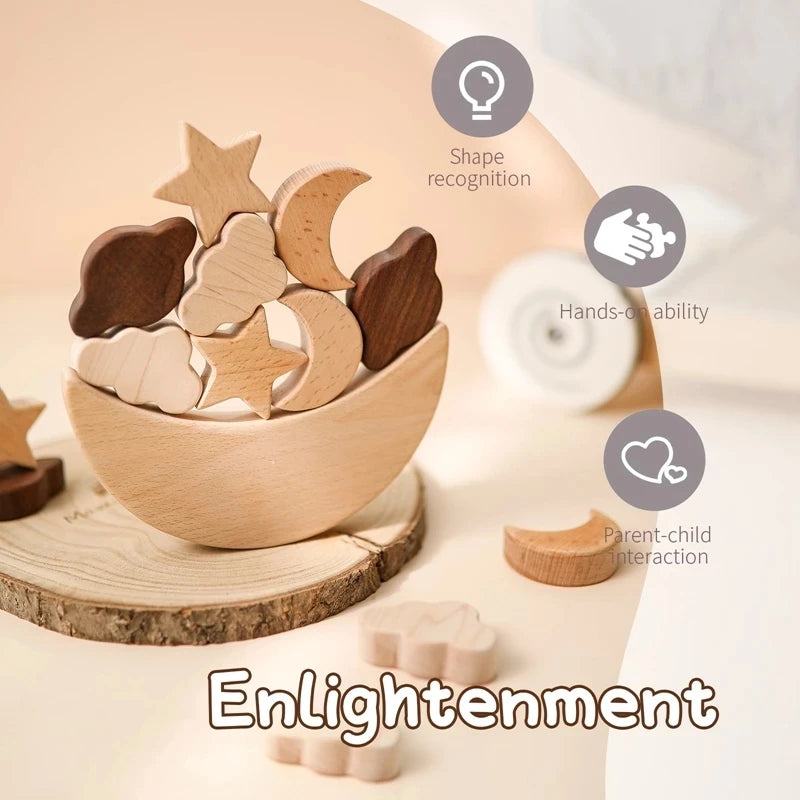 Balance Scale Toy Children's Montessori Educational Toys  DIY Maple doll Baby Balance Training Constructor for Children Gifts