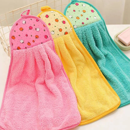 Coral Fleece Hand Towel Hanging Absorbent Towel Thickened Kitchen Towel Cleaning Cloth Dish Towel Non-Stick Oil Cleaning Cloths