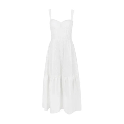 White Linen-Cotton Blend Summer Dress