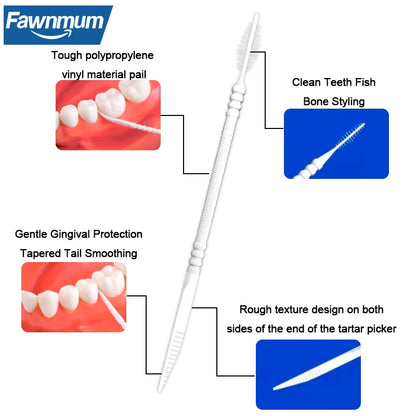 Fawnmum 300 Pcs/Set Double-Headed Flosser Toothpicks Interdental Brush Oral Cleaning Gum Hygiene Teeth Care Sticks  Disposable