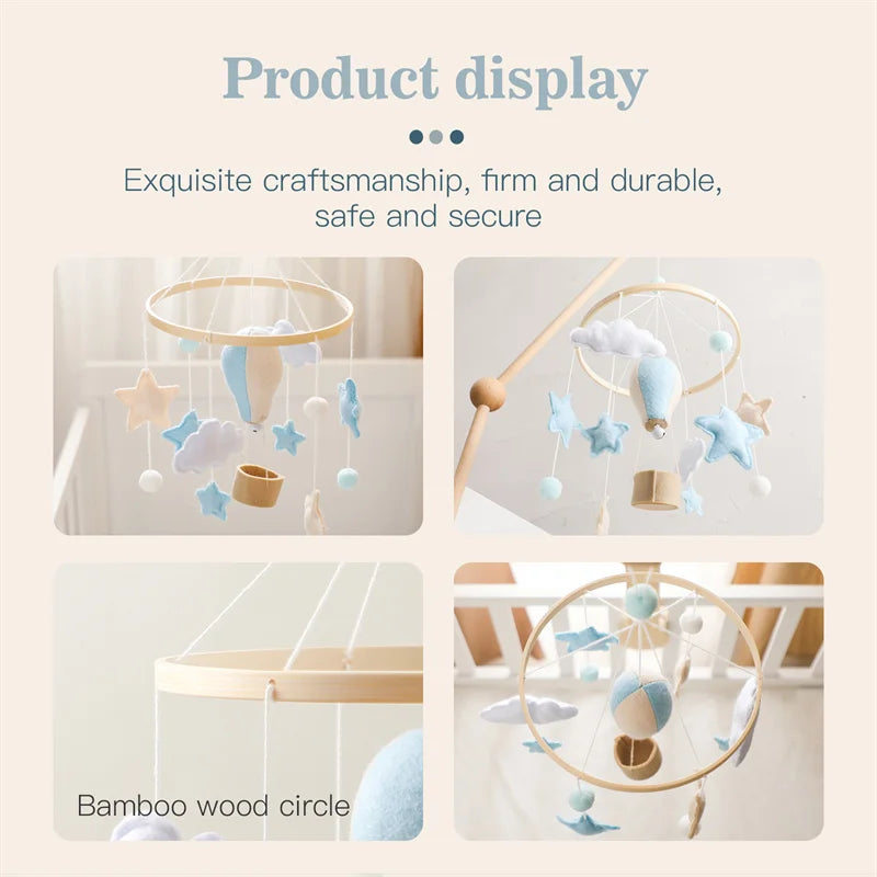 Baby Crib Mobiles Wooden Cloud Hot Balloon Bed Bell Newborn Stroller Rattle Toy Cartoon Plush Toy Infant Baby Boy Girls Toy Gift