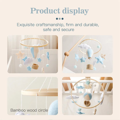 Baby Crib Mobiles Wooden Cloud Hot Balloon Bed Bell Newborn Stroller Rattle Toy Cartoon Plush Toy Infant Baby Boy Girls Toy Gift