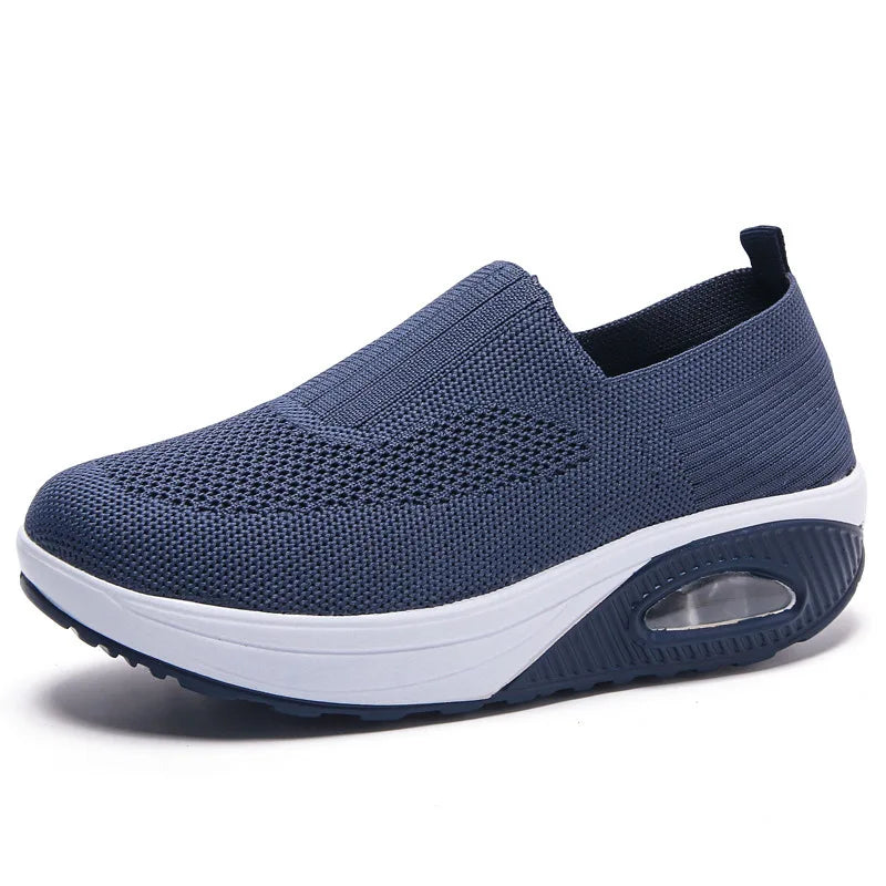 Cross-border 2023 new flying woven women's shoes casual sports shoes rocking women's flats air cushion shoes