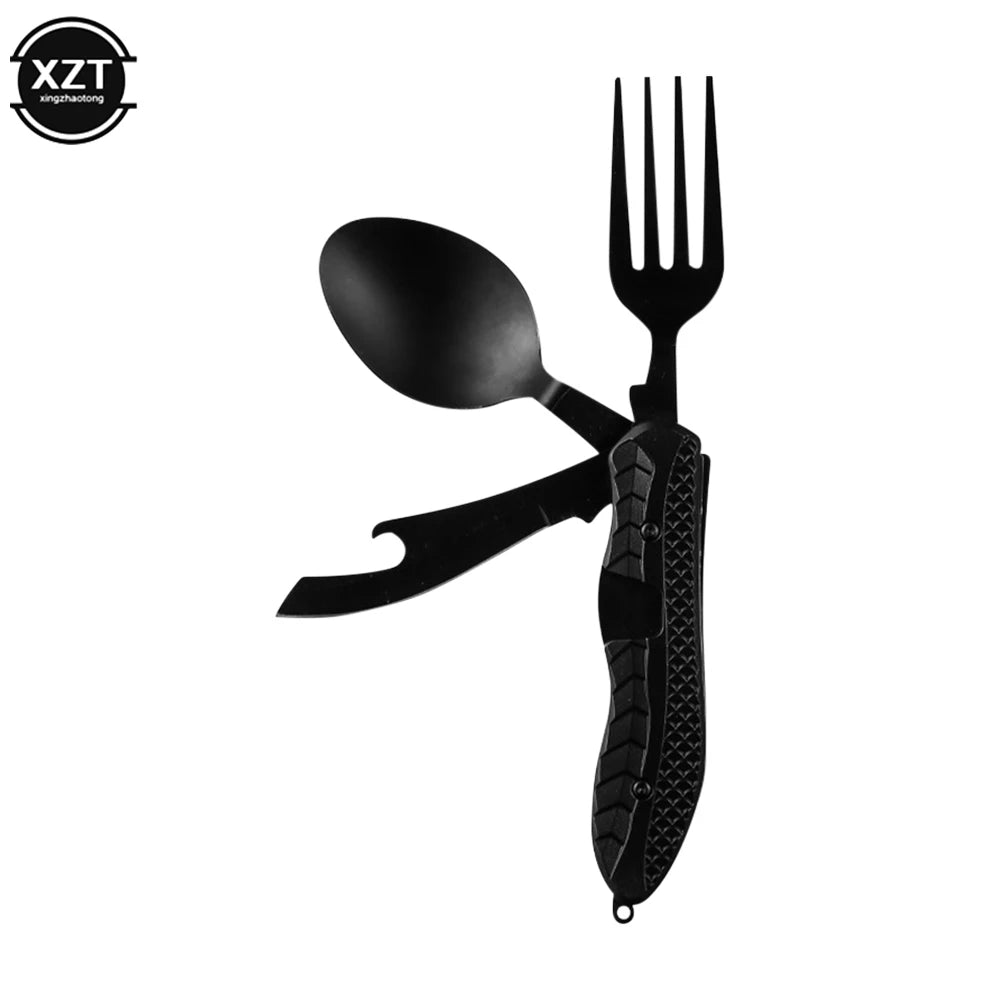 Folding Spoon Fork Knife | Portable Multitool Fork Knife
