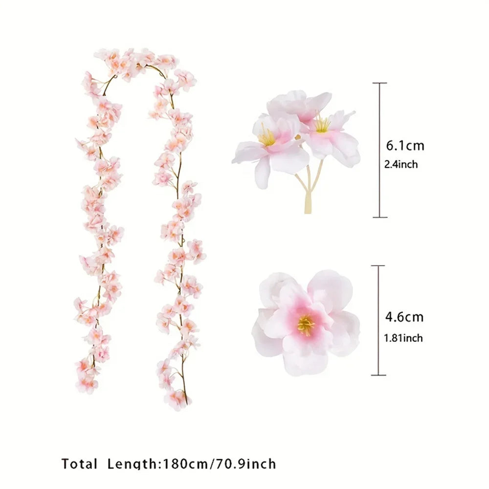 1pcs Artificial Flowers Sakura Vine Garland for Wedding Arch Decoration Home Room Garden Backdrop Wall Decor Fake Flower Vines