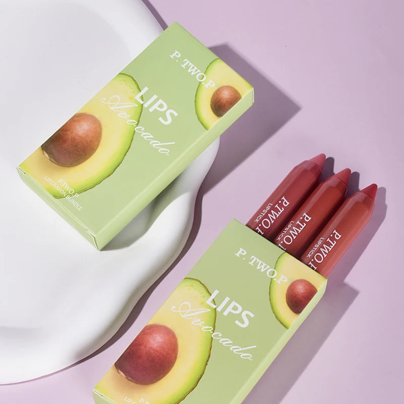 P.TWO.P 3 Pcs Lipstick Set with Sexy  Long Lasting Waterproof Matte Lipstick Pencils Moisturizer Lips Makeup Kit Lip
