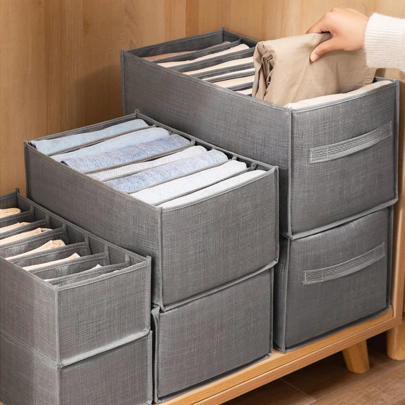 1pc Pants Storage Box, Jeans Divider Storage Box, Wardrobe 9 Grids Storage Basket