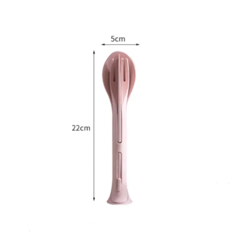 3pcs/set 3 In 1 Travel Portable Cutlery Set Japan Style Wheat Straw Knife Fork Spoon Student Dinnerware Sets Kitchen Tableware