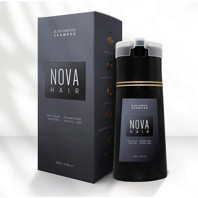 Nova Hair Dyeing Shampoo White Hair Quickly Dyed Black 3-in-1 Shampoo Fluffy Oil Control Hair Care Products Nourish Hair Shampoo