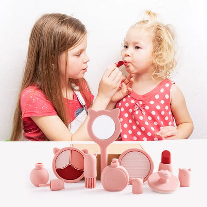 Kids Beauty Montessori Toys Girls Pretend Makeup Toy BPA Free Silicone Simulation Lipstick Eye Shadow Toy Girl Cosplay Game Gift