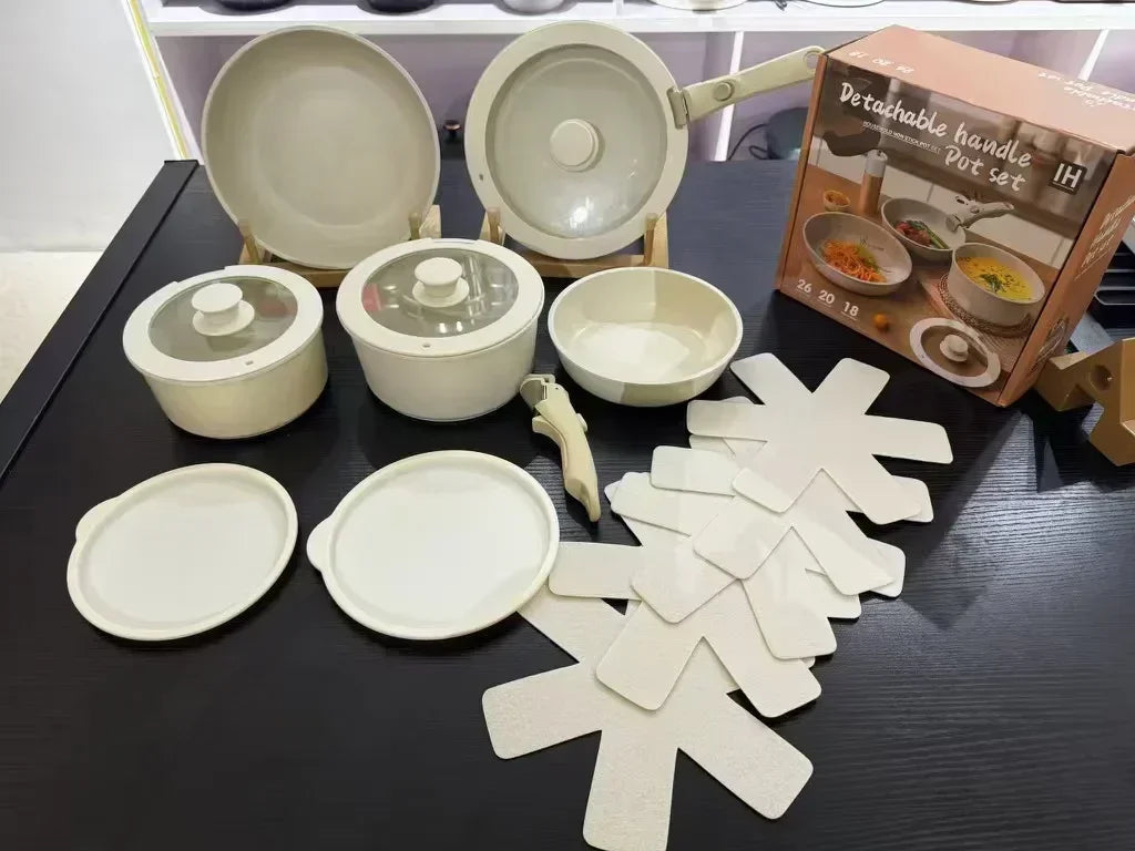 Premium 17 PCS Cookware Removable Pots and Pans Set
