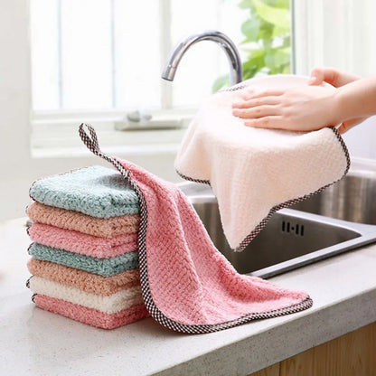Kitchen dishcloth does not stick to oil, does not shed lint, can be hung as a hand towel, kitchen oil removal cleaning cloth