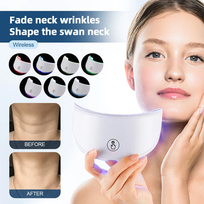 Neck LED Mask 7 Colors Photon Anti-Wrinkle Skin Brightening Neck Beauty Mask Skin Tightening Neck Wrinkle Remover Skin Care