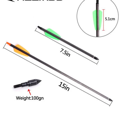 Short Arrows 7.5 inch/15 inch Carbon Fiber Arrow Short Bolt OD 7.45mm Hunting Sports Shooting Practice Archery Accessories