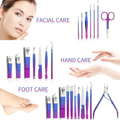 Manicure Set Pedicure Nail Clippers Set 9/18pcs Professional Grooming Tools Including Facial Fingernails and Toenails Nail Care