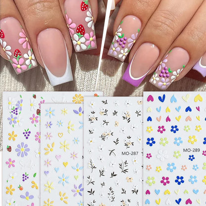 3D White Bowknot Flower Nail Art Sticker Ultra-thin Self-Adhesive Slider Summer Nail Art Decal Decoration DIY Manicure Accesorie