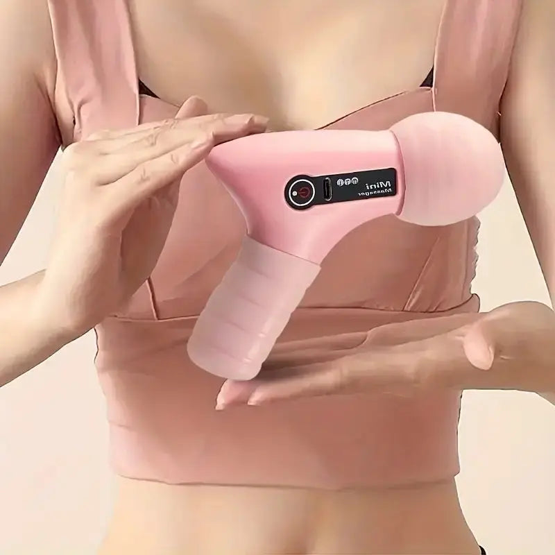 Deep Tissue Massage Gun USB Rechargeable Portable Full Body Muscle Massage 4-speed Adjustable Fascia Gun Pink and Black