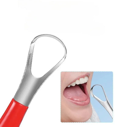 Three-color Stainless Steel Tongue Scraper Tongue Odor Cleaner Opening + Dip Handle U-shaped Open Tongue Scraper Oral Cleaning