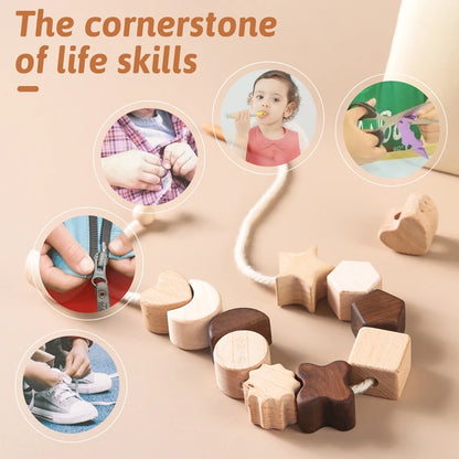 Educational Toys For Baby Wooden Star And Moon Threading Toy Children Learning Building Blocks Games Children Toys ﻿Accessories