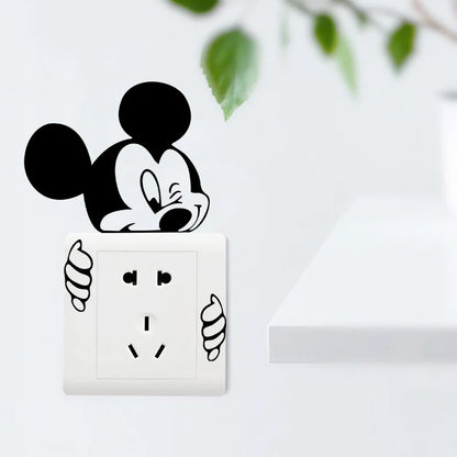 2pc Mickey Minnie Mouse Switch Vinyl Decals Cute Cartoon Stickers Bedroom Decor DIY Removable Wall Decals Home Wall Mural