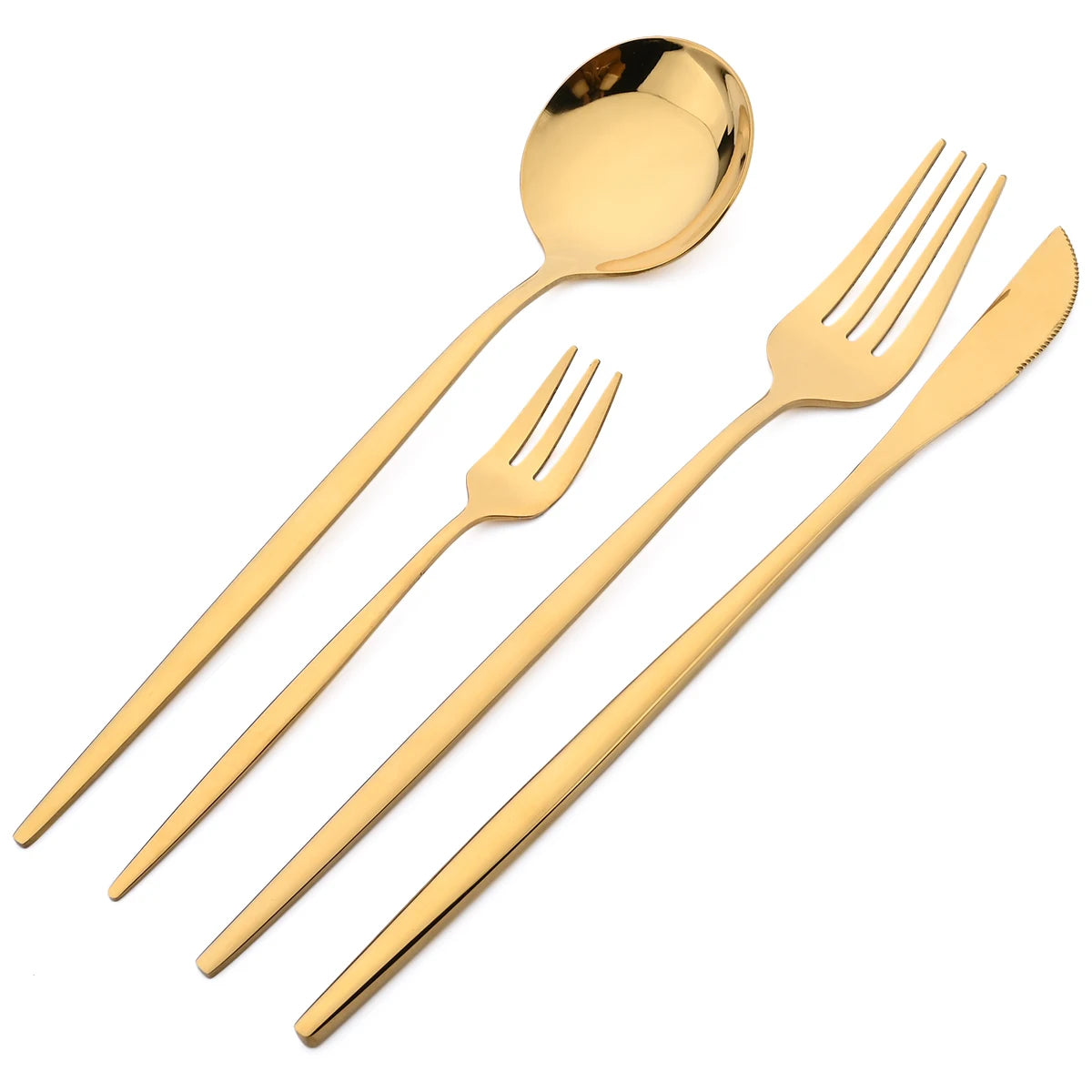 Gold Dinnerware Cutlery Set Dessert Knife Fork Teaspoon Ice Cream Scoop Chopsticks Flatware Stainless Steel Tableware Silverware