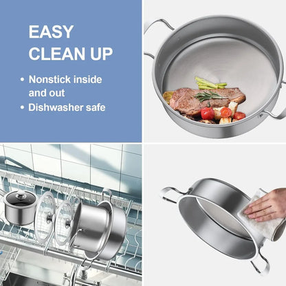 Stainless Steel pots and pans set,6 Piece Nonstick Kitchen Induction Cookware Set,Works with Induction/Electric and Gas Cooktops