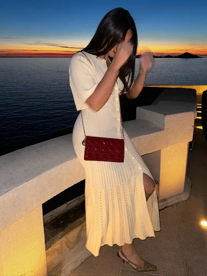 Fashion Hollow Out Knitted Maix Dress