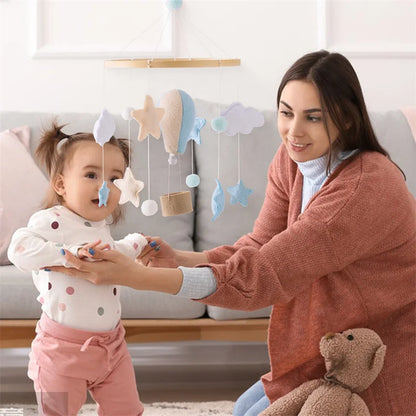 Baby Crib Mobiles Wooden Cloud Hot Balloon Bed Bell Newborn Stroller Rattle Toy Cartoon Plush Toy Infant Baby Boy Girls Toy Gift