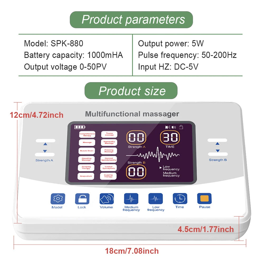Massager Rechargeable Low Frequency Pulse Therapy Instrument Household Micro Current Dual Output Device