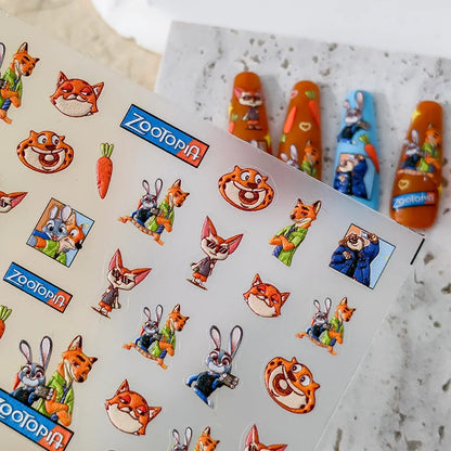 1PCS New Animation Cars Nail Stickers Disney Nail Art Supplies Disney Princess Mickey Mouse 5D Relief Stickers Nail Parts