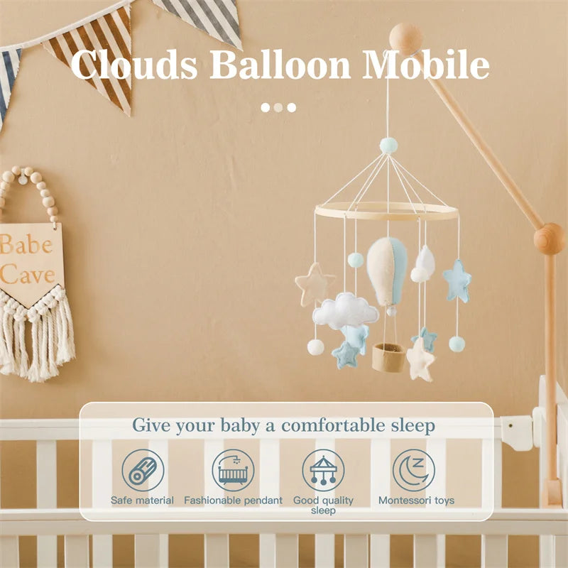 Baby Crib Mobiles Wooden Cloud Hot Balloon Bed Bell Newborn Stroller Rattle Toy Cartoon Plush Toy Infant Baby Boy Girls Toy Gift