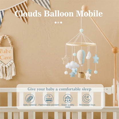 Baby Crib Mobiles Wooden Cloud Hot Balloon Bed Bell Newborn Stroller Rattle Toy Cartoon Plush Toy Infant Baby Boy Girls Toy Gift